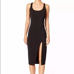 Jay Godfrey Encore midi cocktail dress little black dress with slit, racerback